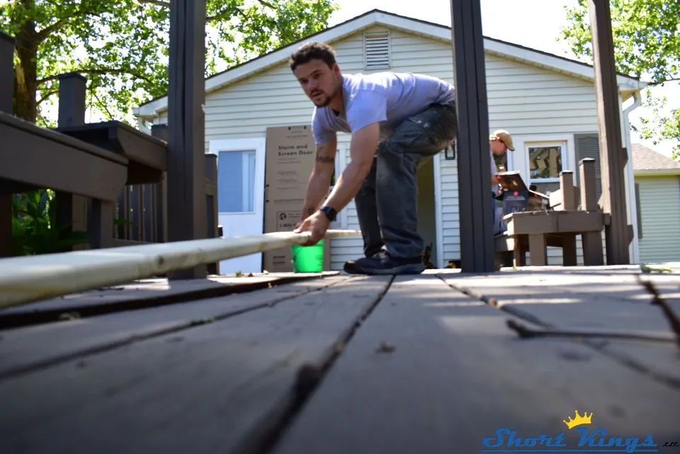 Placing a long new board onto an existing deck